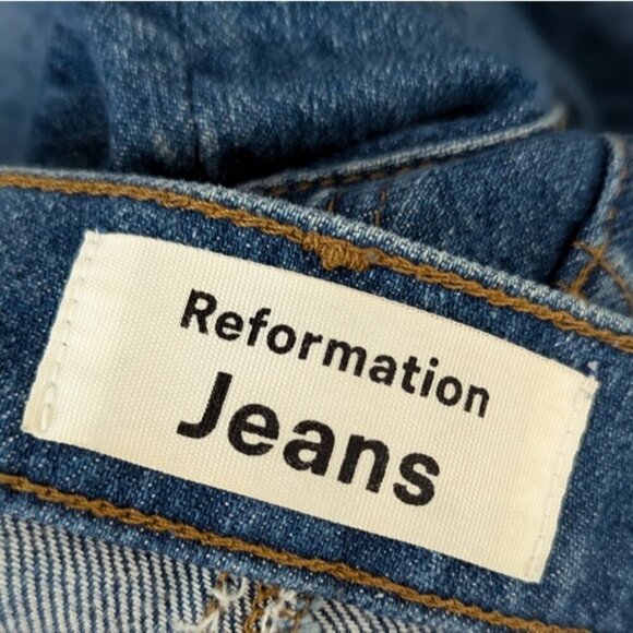 REFORMATION Cindy Bootleg / Peyton Flare Wide Leg Jeans La Jolla Blue 24 - Picture 10 of 11